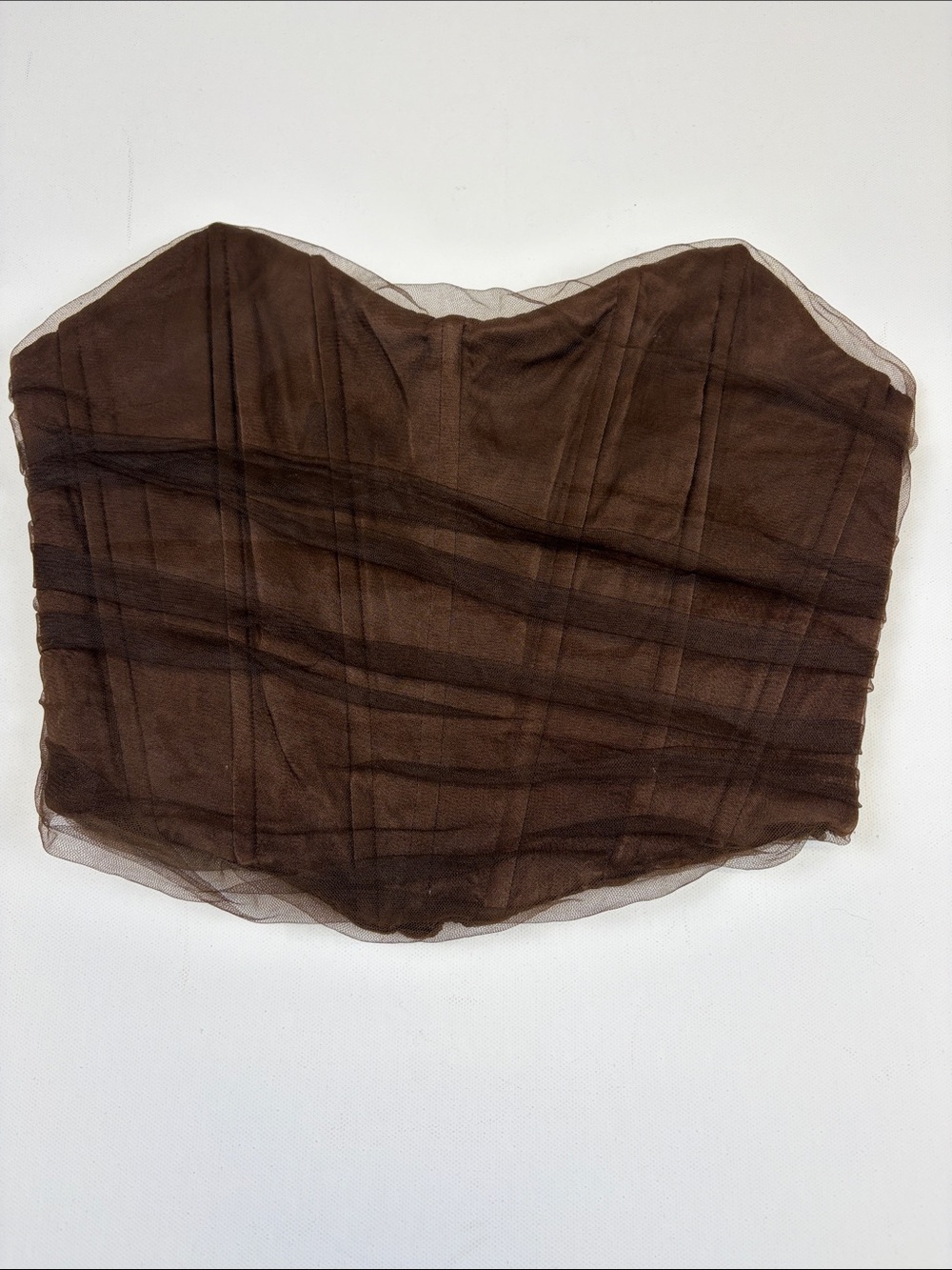 ZARA BROWN SHEER MESH CORSET BUSTIER TUBE TOP SIZE XS